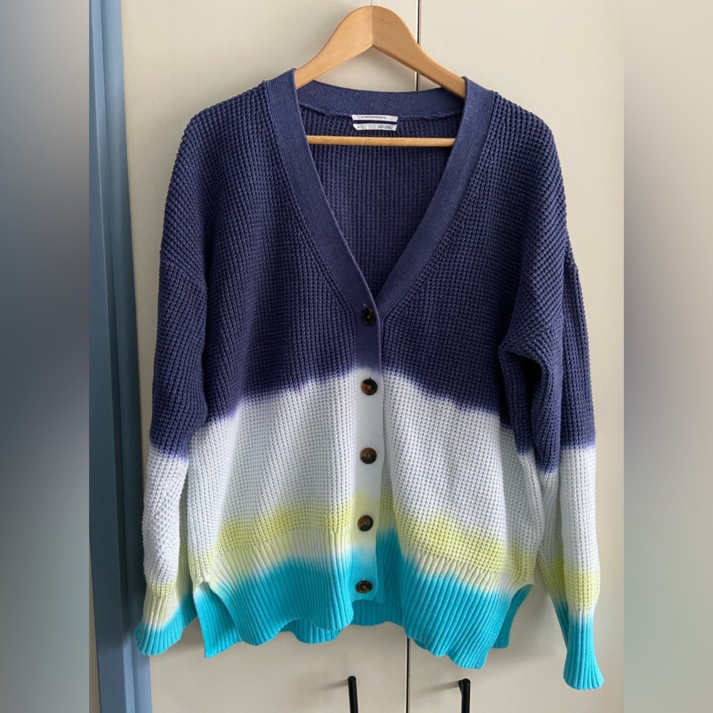 Anthropologie Ombré Tie Dye Knit Cardigan Sweater